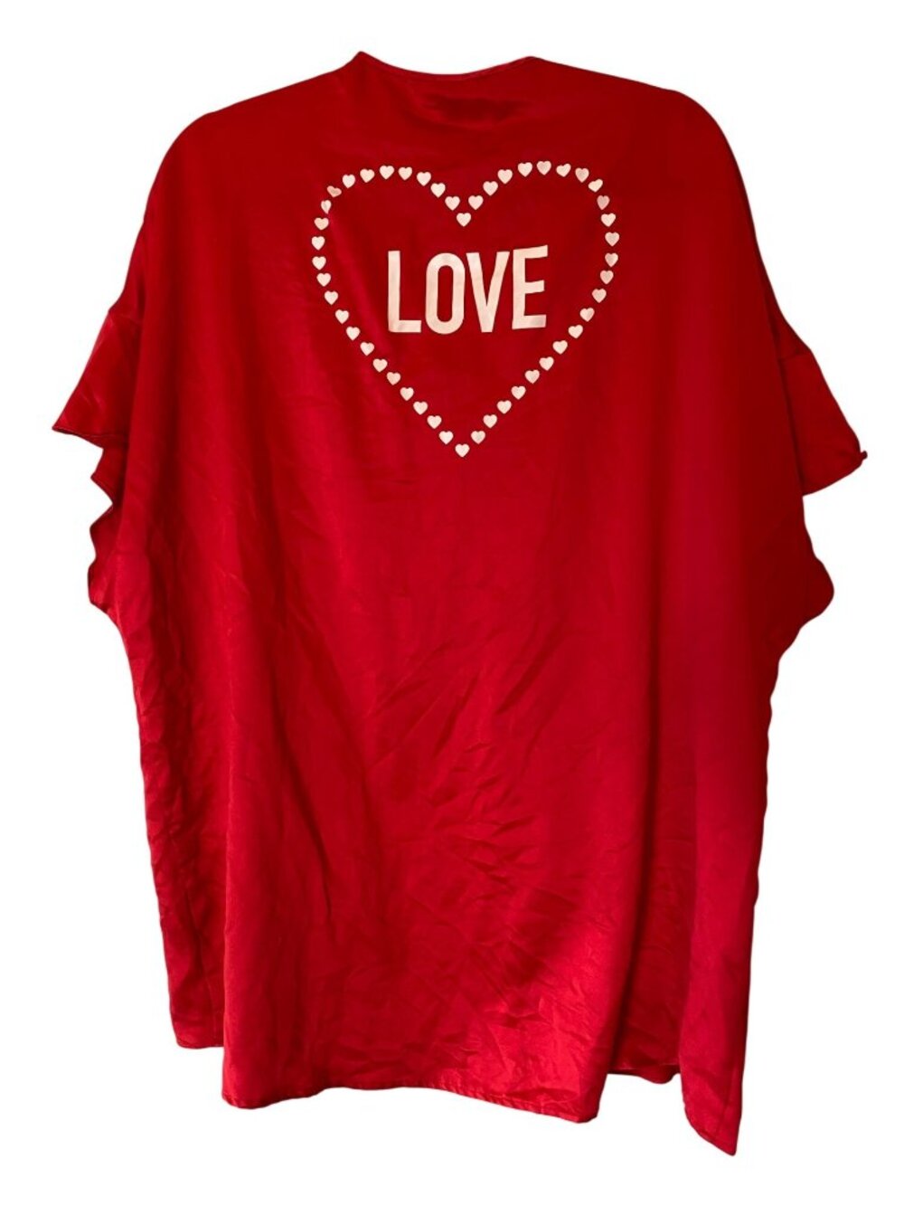 Victorias Secret Red Kimono Cover-Up Love Heart Back Design One Size Satin